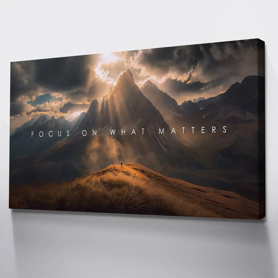 Horizontal orientation mountain vista print: Focus On What Matters, perfect for living room decor