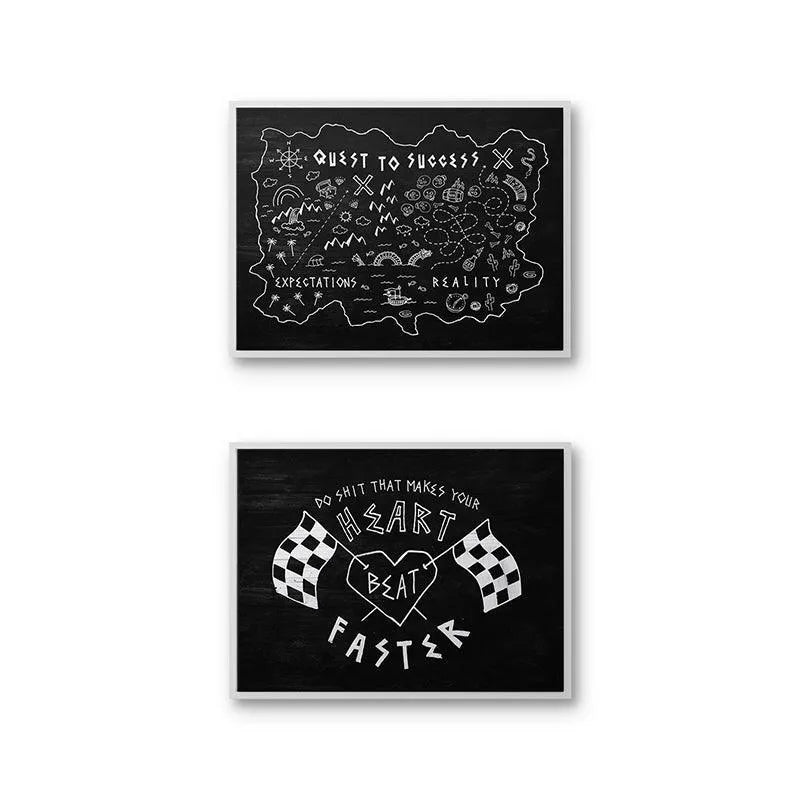 Detailed shot of the 'Heart Beat Faster' print with checkered flags symbolizing speed in the For Those Who Sin - Thrills Set.