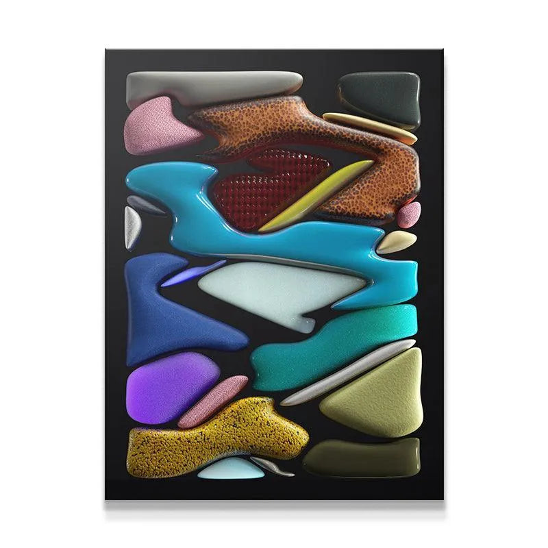 Full vertical composition emphasizing diverse color and material Form and Texture.