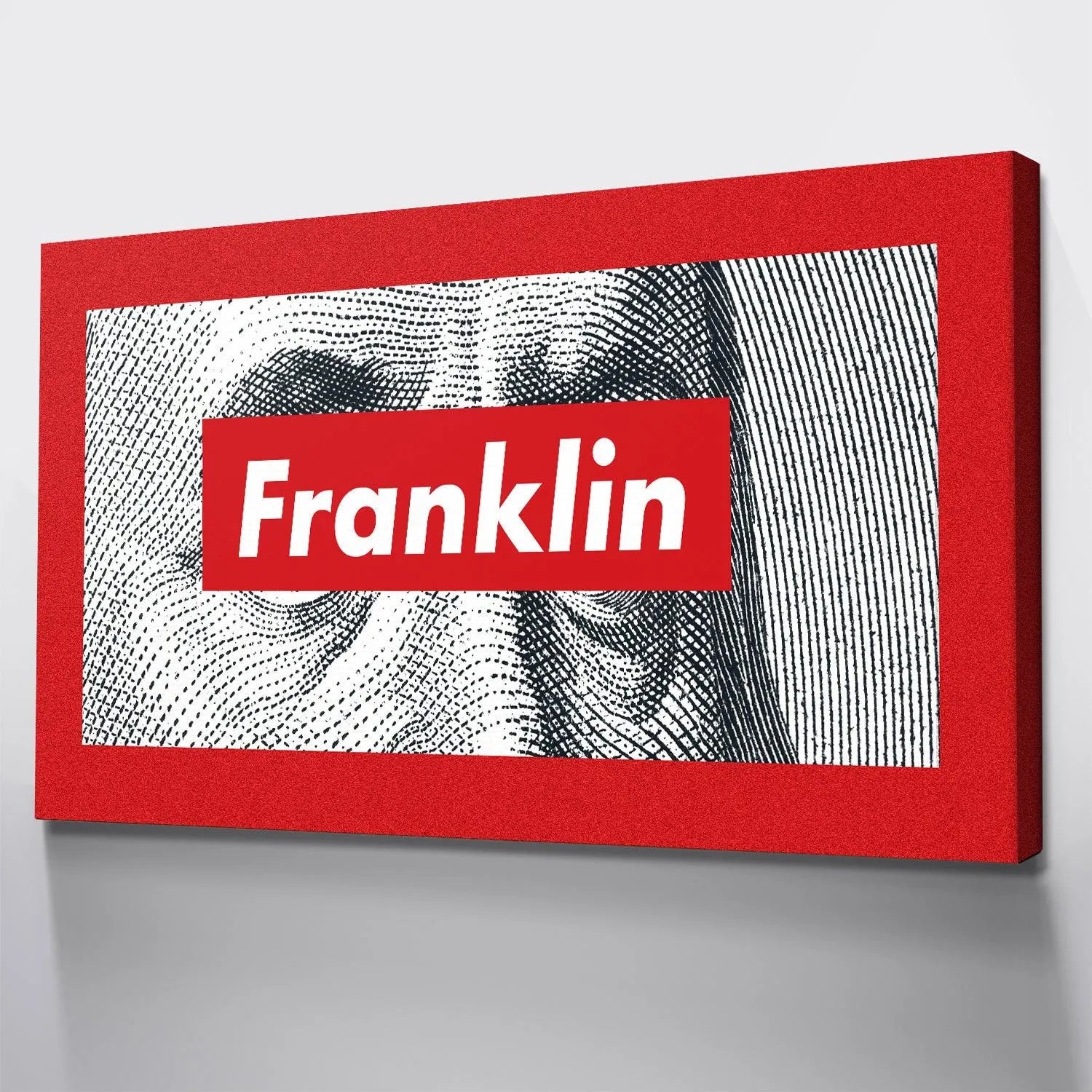 Corner view showcasing the thick, wrapped edges of the gallery-quality Franklin canvas.