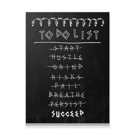 Close-up detailed view of the chalk texture on the FTWS To Do List motivational canvas.