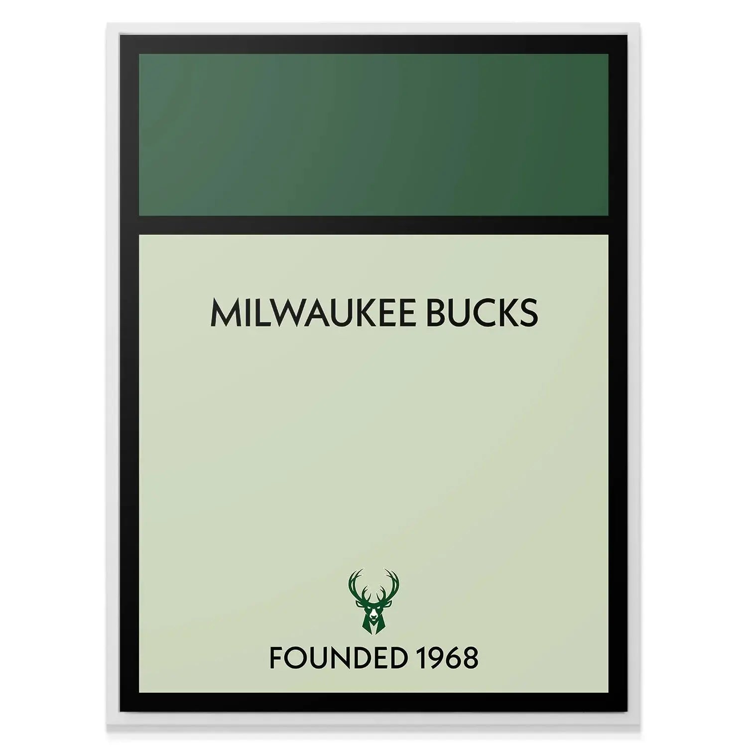 Angled display of the framed Game Board - Bucks art, highlighting the dark green header section.