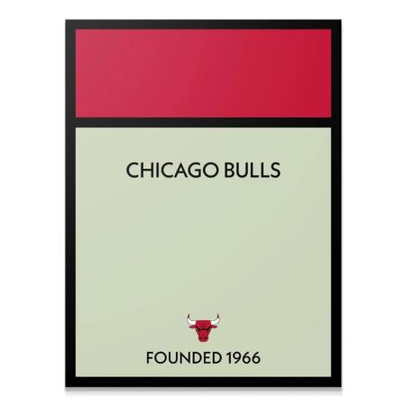 Close-up detail of the Chicago Bulls logo and 'FOUNDED 1966' text on the modern Game Board - Bulls print.