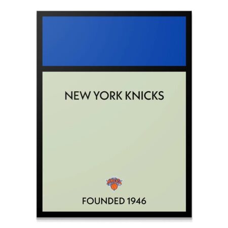 Full view of the minimalist framed Game Board - Knicks wall art print.