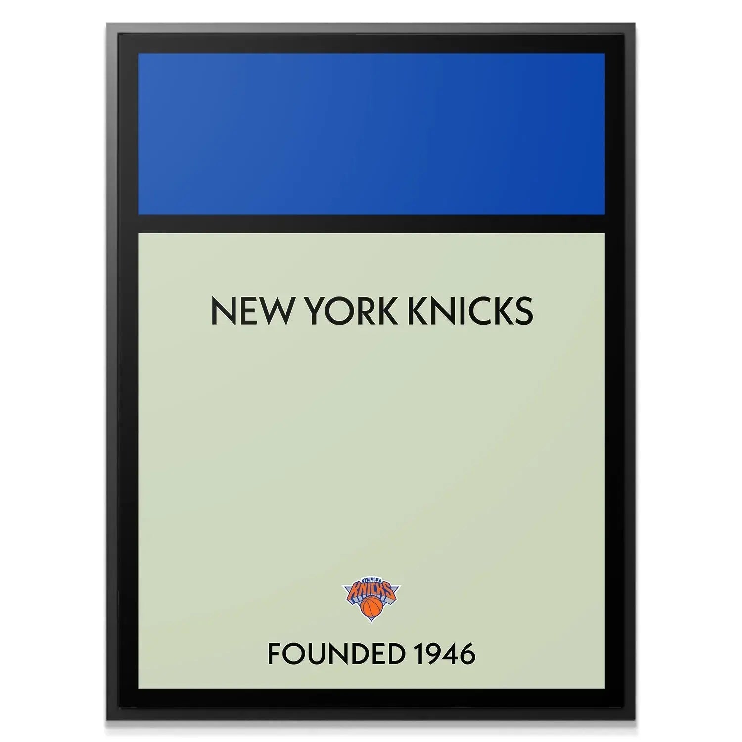 Close-up detail showing 'NEW YORK KNICKS' text and font on the Game Board - Knicks poster.