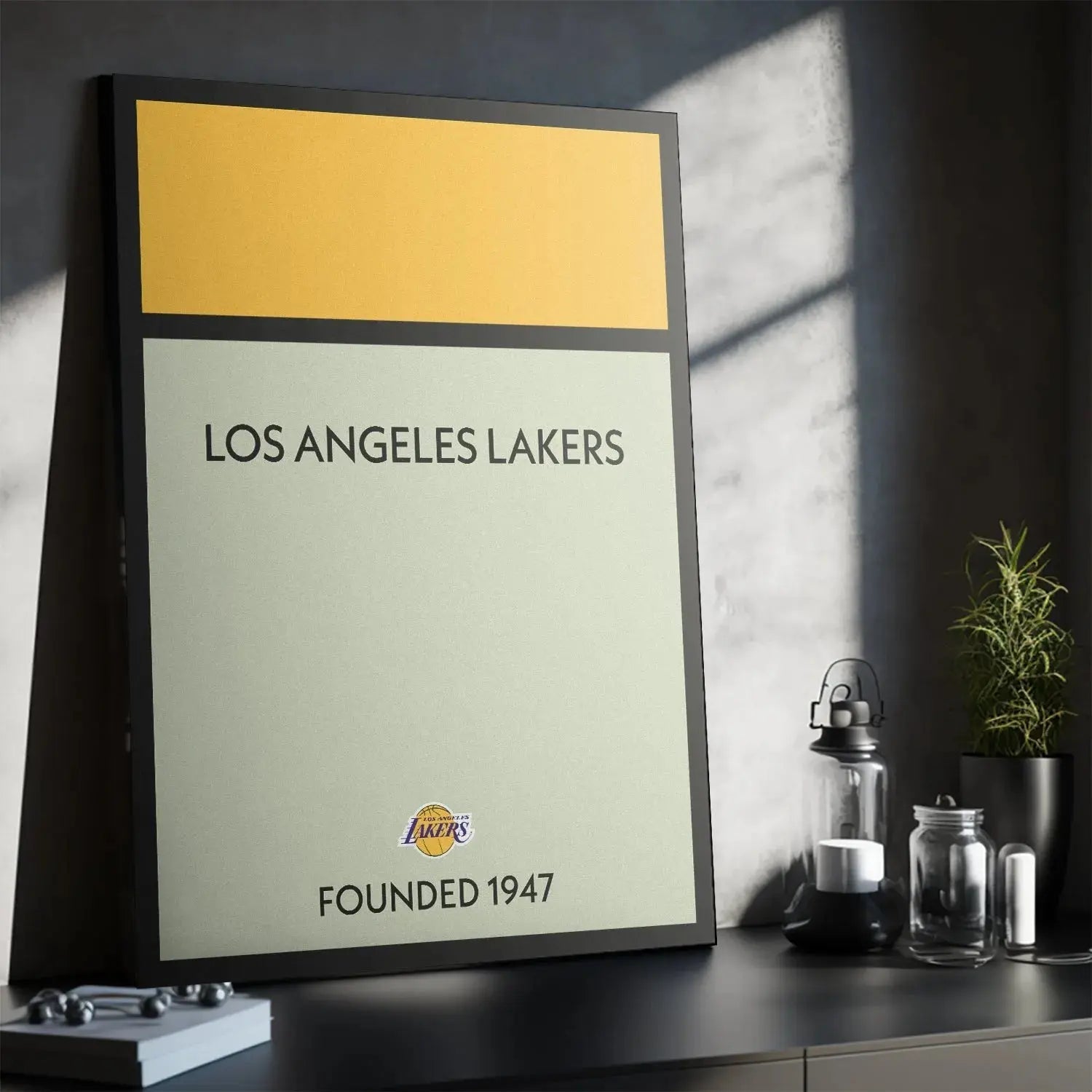 Textured look at the matte finish and sharp black frame surrounding the Game Board - Lakers poster.