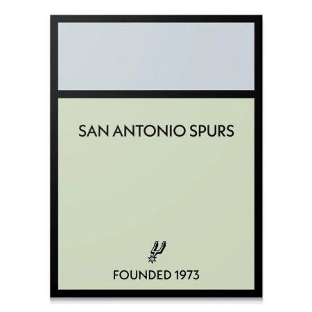 Full view of the framed Game Board - Spurs art featuring black border and pale neutral colors.