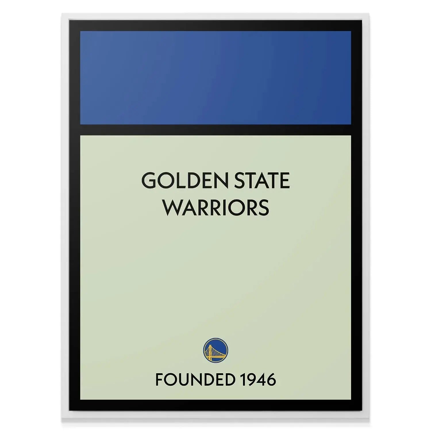 Angled shot highlighting the texture and matte finish of the framed 'Game Board - Warriors' wall art.