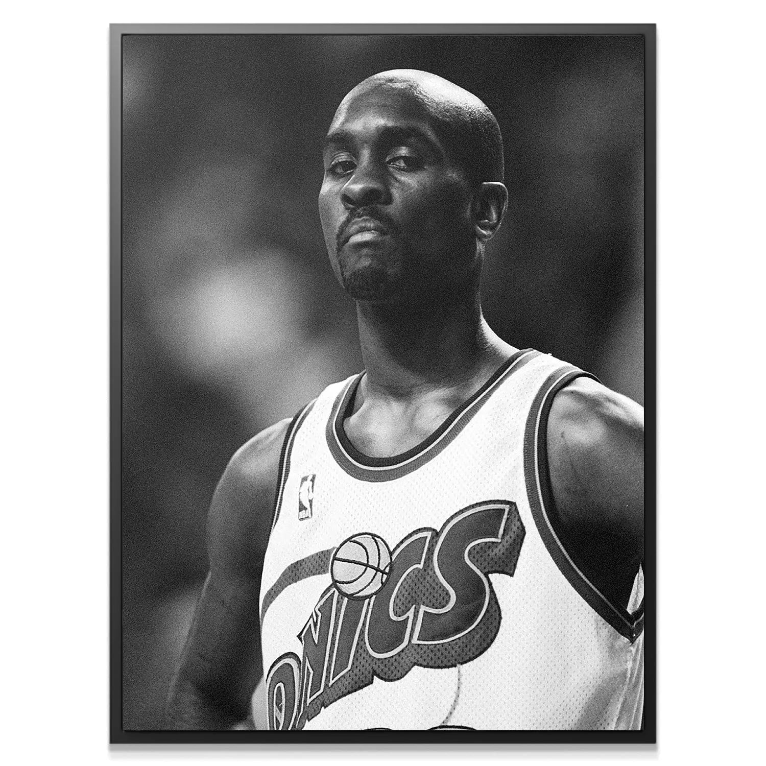 Detailed view of the vintage Seattle Sonics jersey worn in the Gary Payton - Mean Look photograph.