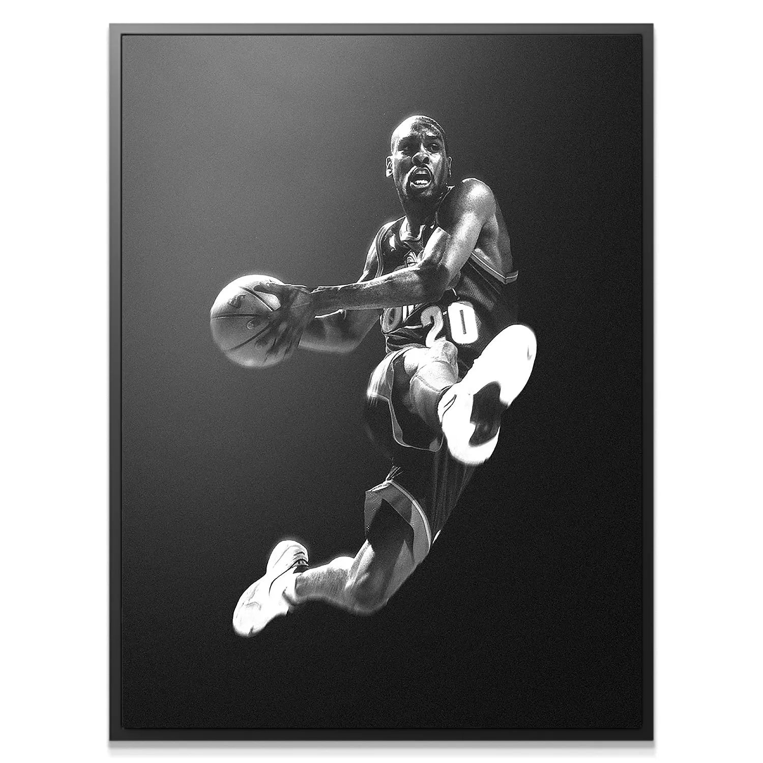 Close-up texture shot of the high-quality matte canvas material used for the 'Gary Payton - Pass' print.