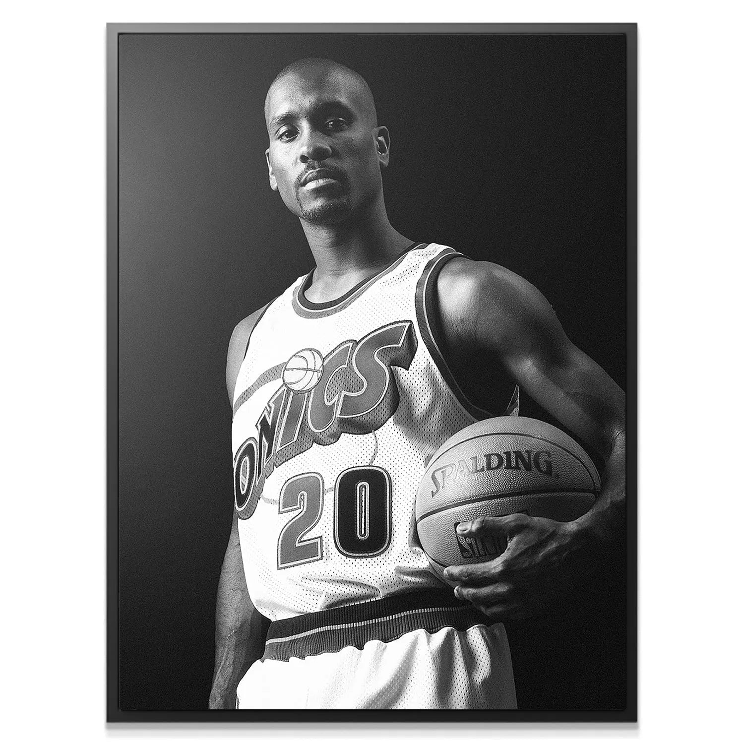 Close-up profile view highlighting the intense facial expression of Gary Payton - Serious.