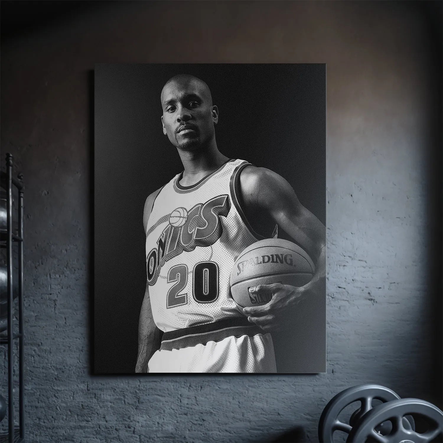 Detail of the Seattle Sonics number 20 jersey worn by the formidable Gary Payton - Serious.