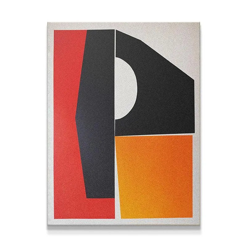 Full frontal view of the bold abstract Geo print ready to hang.
