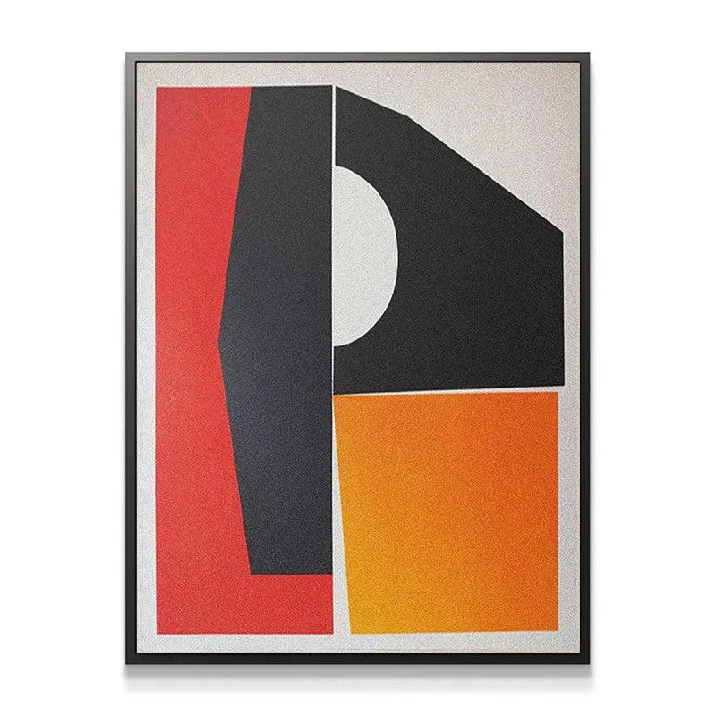 Detailed close-up showing the grainy, textured finish of the black and red blocks in Geo artwork.