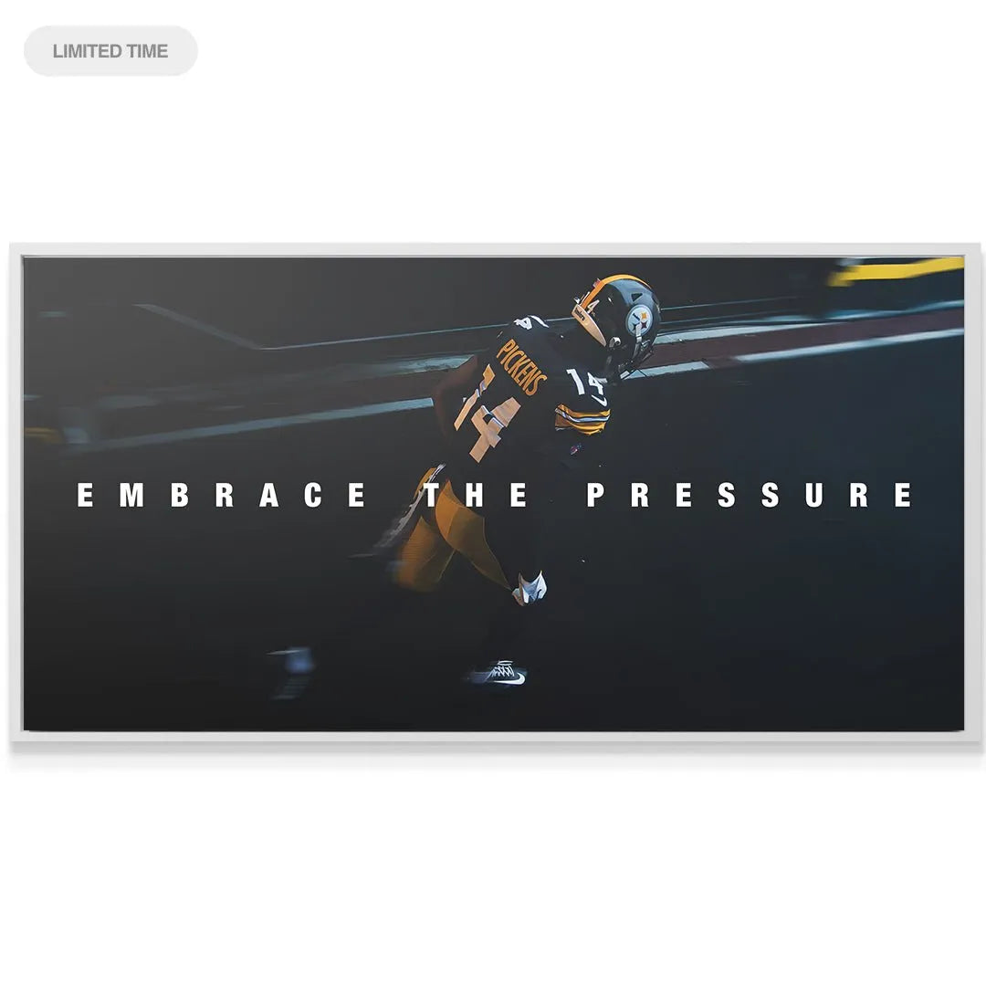 Detailed texture shot showing the matte finish print quality of George Pickens - Embrace The Pressure sports poster.