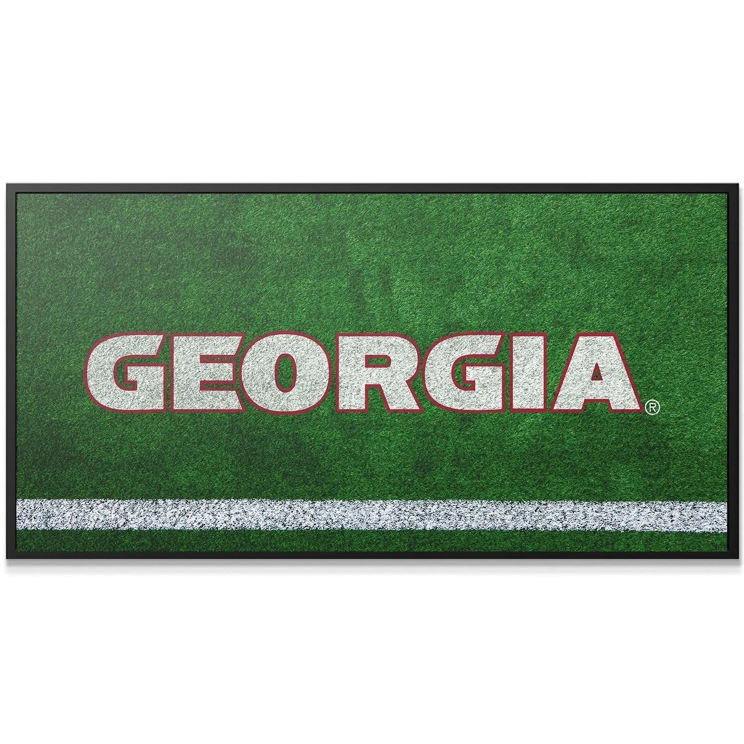 Full frontal view of the bold white GEORGIA lettering prominently featured in Georgia - Field Logo 2.
