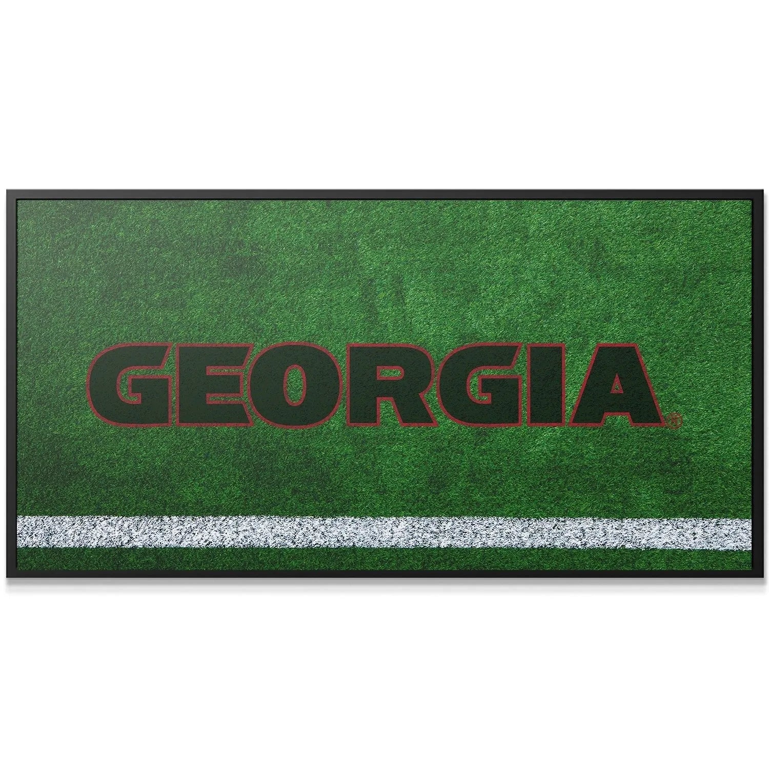 Close-up detail of the white painted sideline stripe on the Georgia - Field Logo for authenticity.
