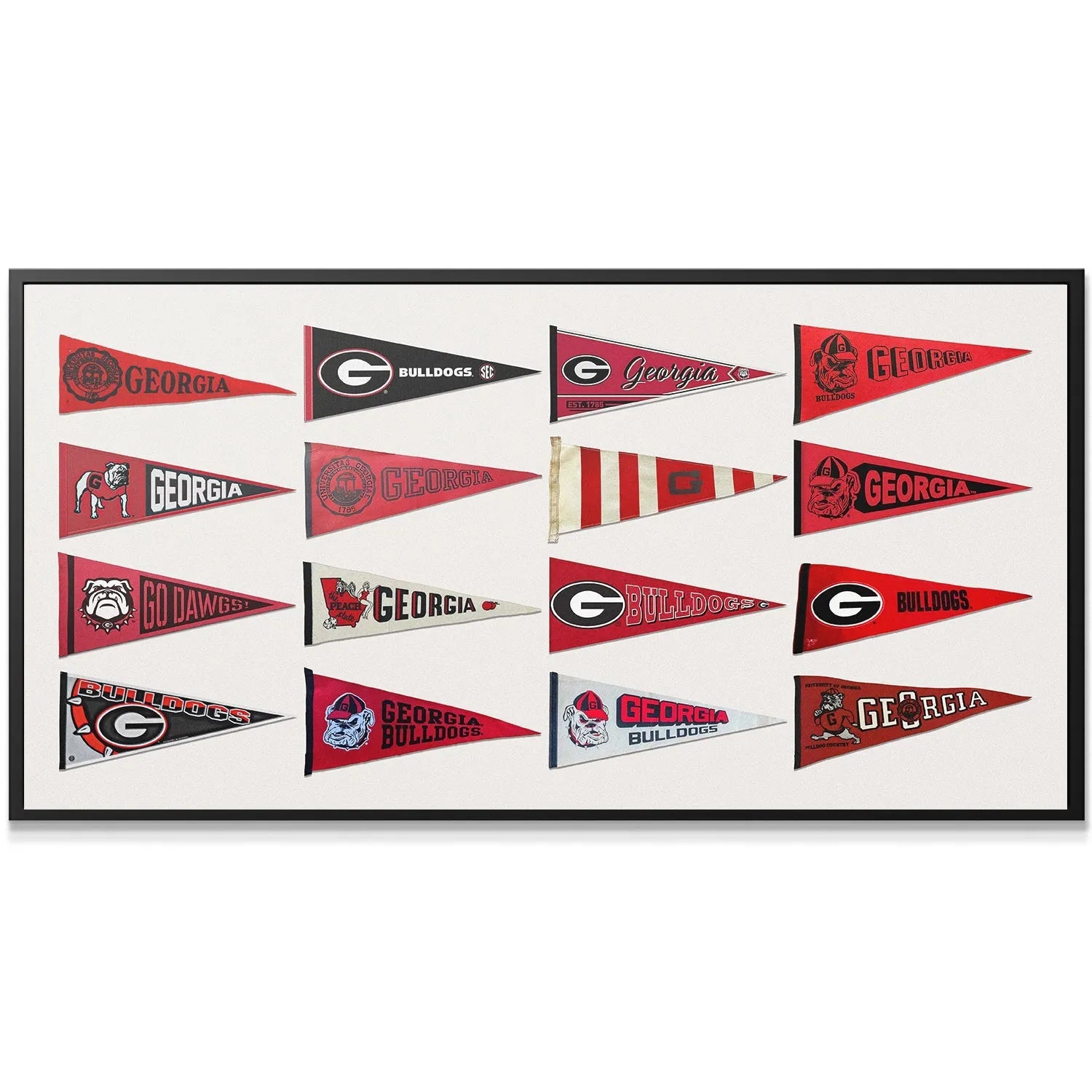 Close-up shot showing the felt texture and detailed graphics of the UGA themed Georgia - Pennants collection.