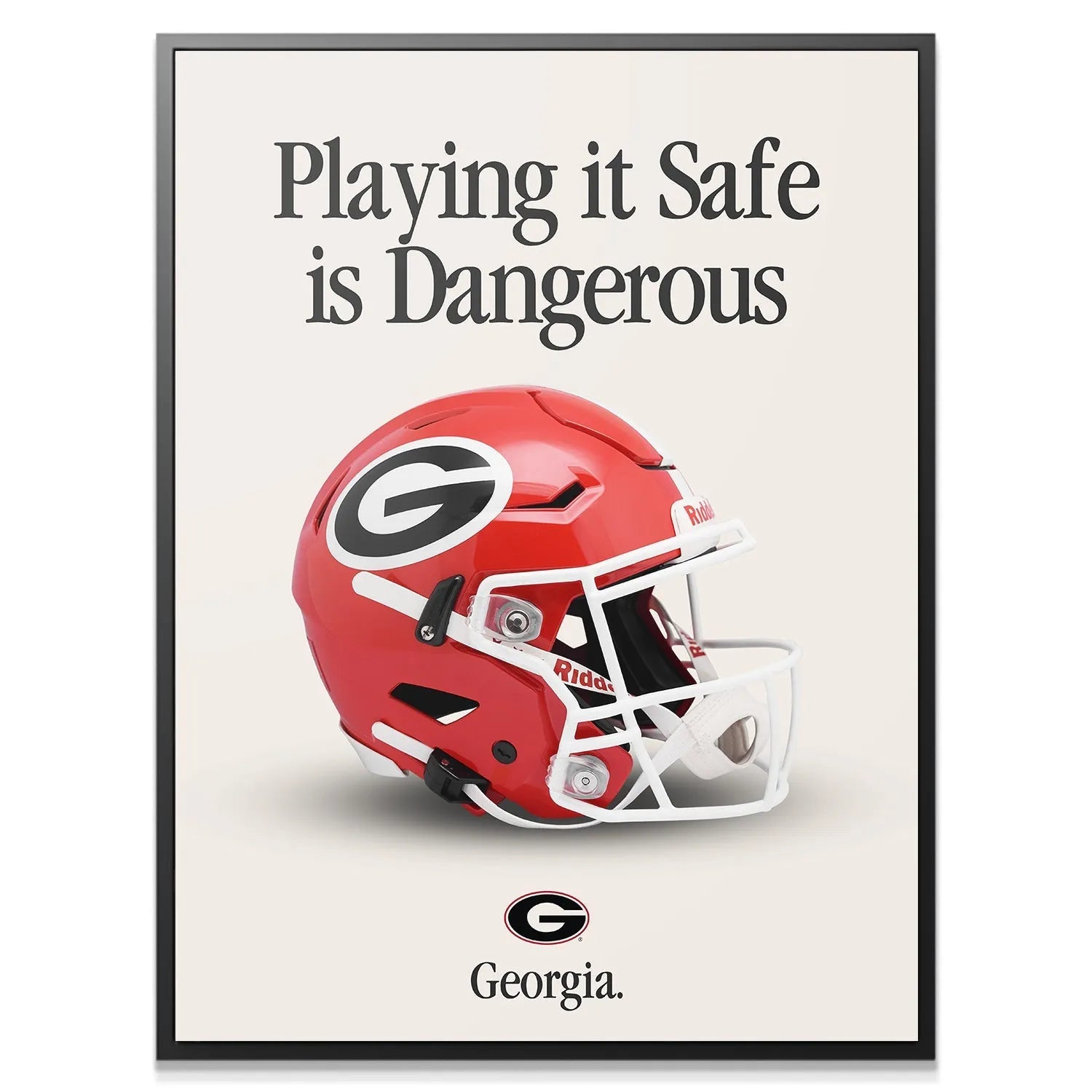 Close-up of the UGA 'G' logo decal on the side of the helmet within the Georgia - Playing It Safe V2 artwork.
