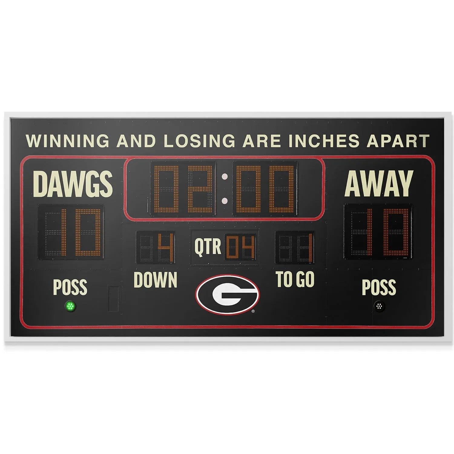 Angled shot showing the texture and black finish of the replica football-themed Georgia - Scoreboard.