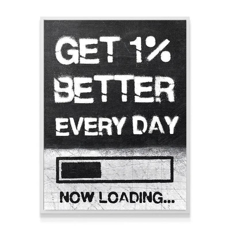 Detail view focusing on the 'Now Loading...' progress bar beneath the main message, 'Get 1% Better Every Day'.