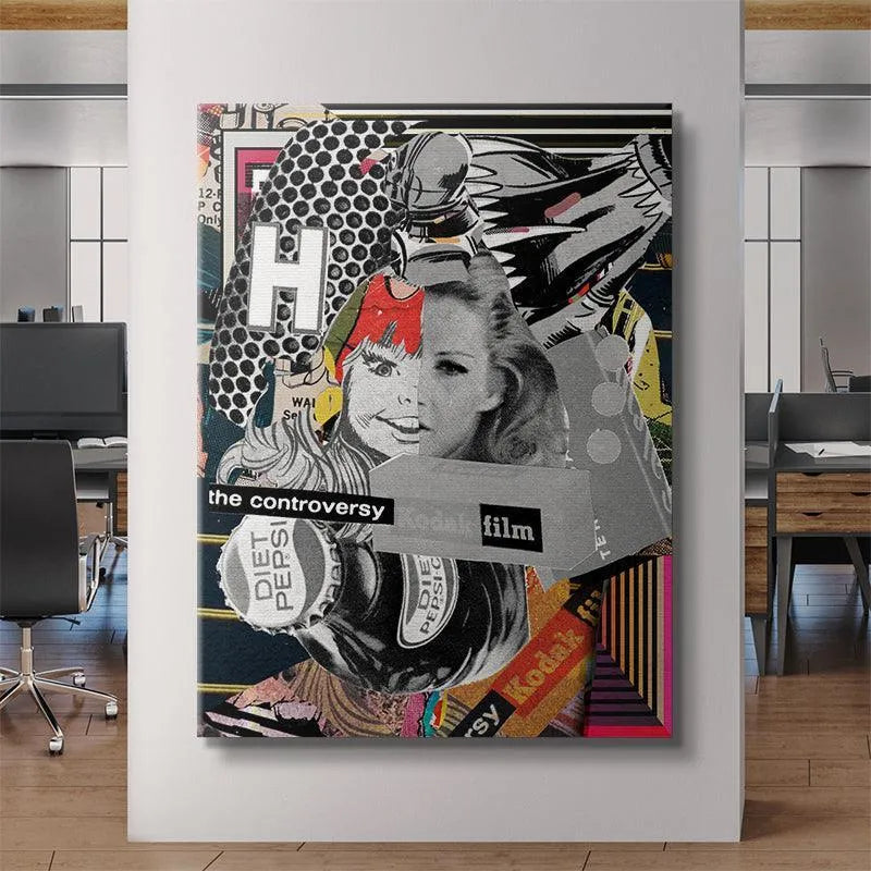Corner detail of the artwork 'Girl Controversy', highlighting the striped borders and Kodak film label.