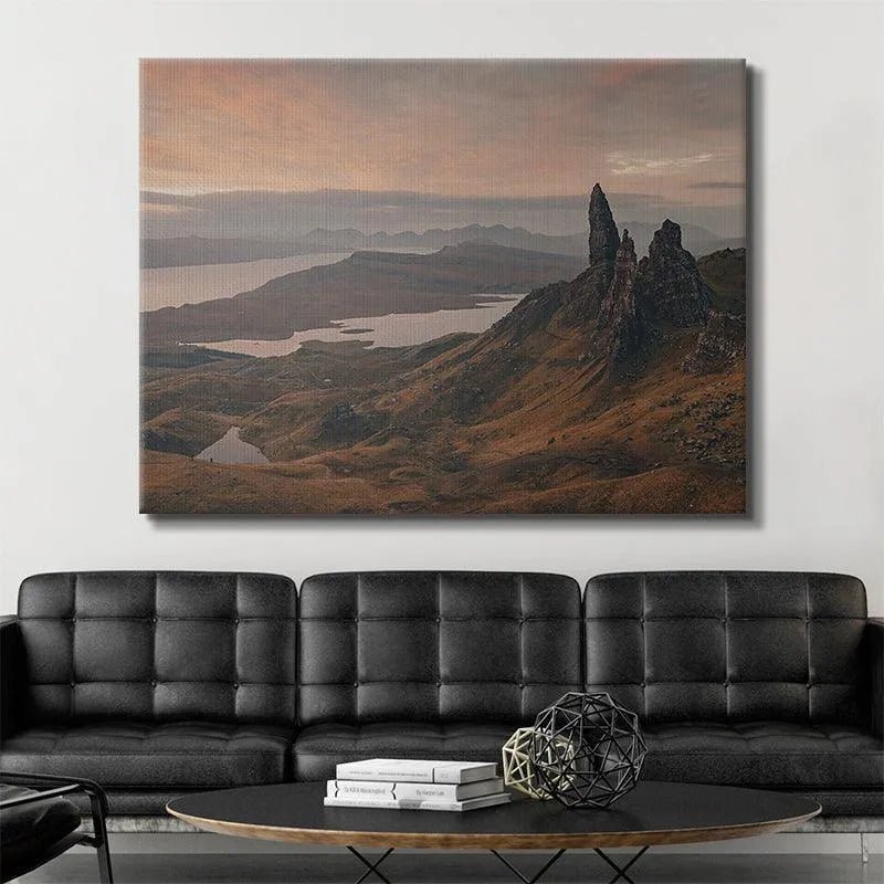Low-light atmospheric shot of 'Glimpse of Storr' highlighting the subtle pink and orange sky hues.