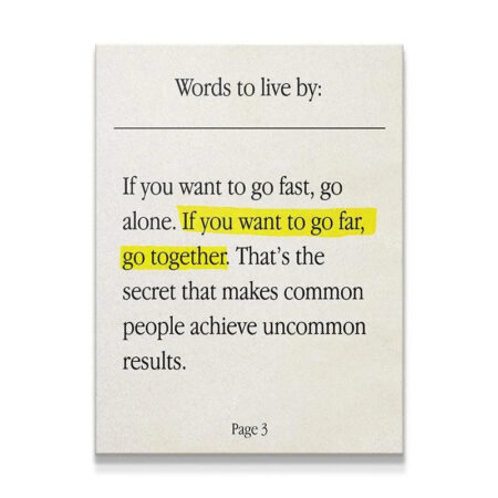 Close-up view of the highlighted text "go together" on textured archival paper for office inspiration.