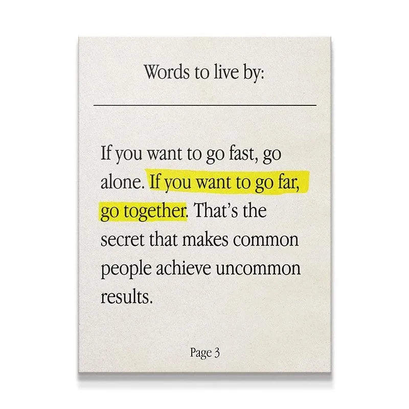 Close-up view of the highlighted text "go together" on textured archival paper for office inspiration.