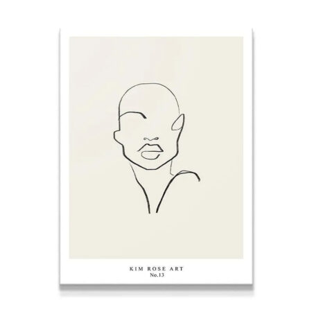 Full view of the minimalist continuous line art print titled Goddess - White