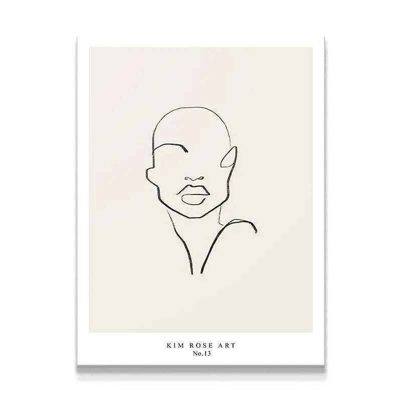 Full view of the minimalist continuous line art print titled Goddess - White