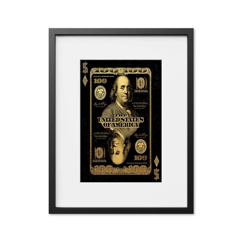 Artistic representation of the GOLD CARD featuring serial numbers and official signatures in shimmering gold ink.