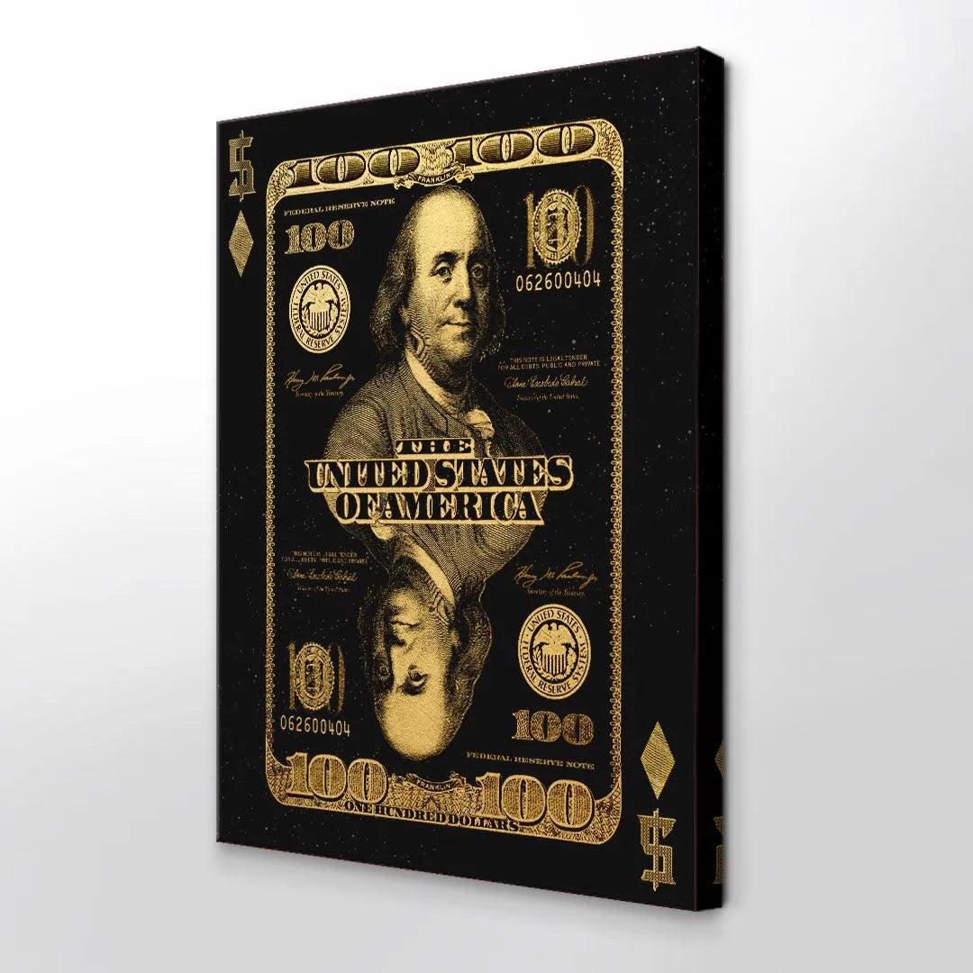 Corner detail featuring the diamond and stylized dollar sign symbol on the sophisticated GOLD CARD.