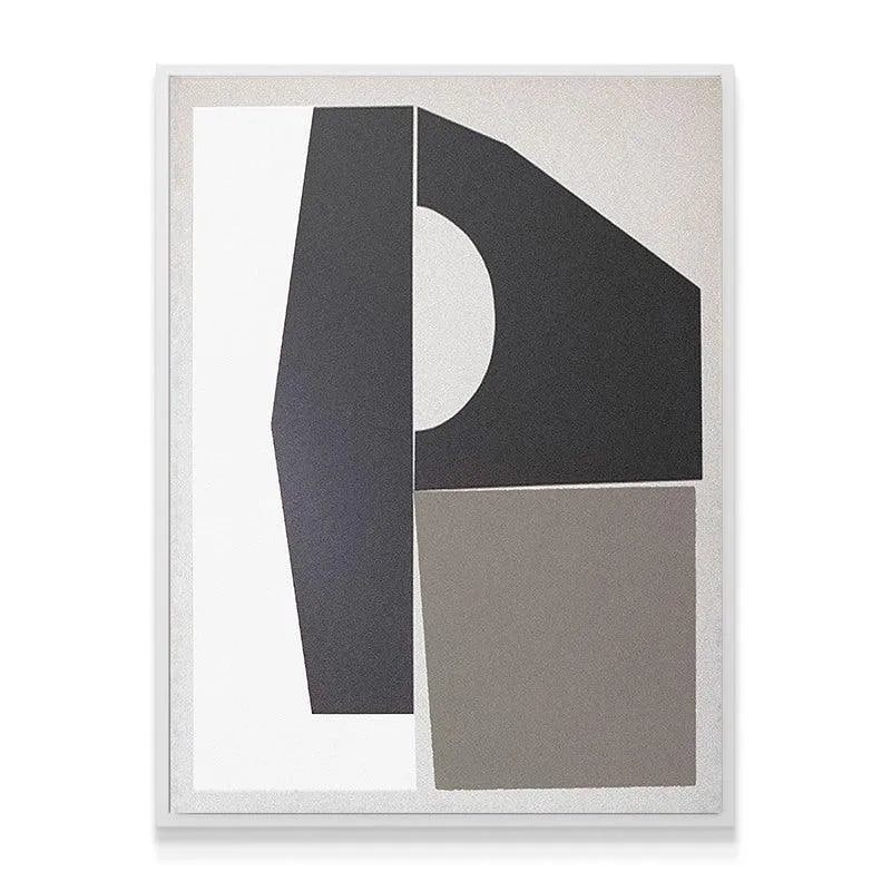 Angled shot showing the white circular cutout detail in the modern Gold Geo canvas.
