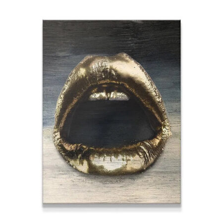 Close-up texture detail of the metallic paint on the Gold Lips Gradient artwork.