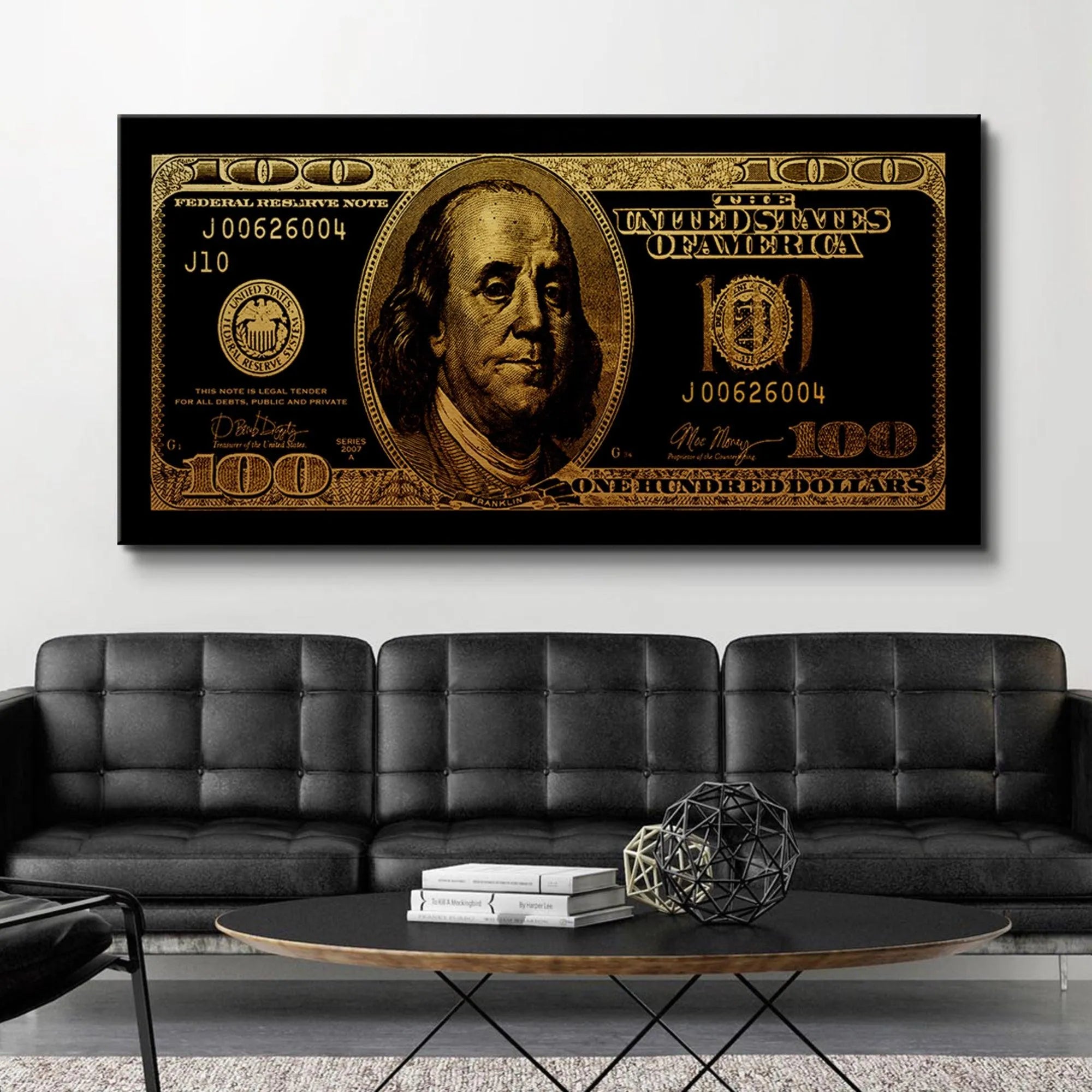 Detailed angle focusing on the 'One Hundred Dollars' text in the stunning Gold Standard finish.
