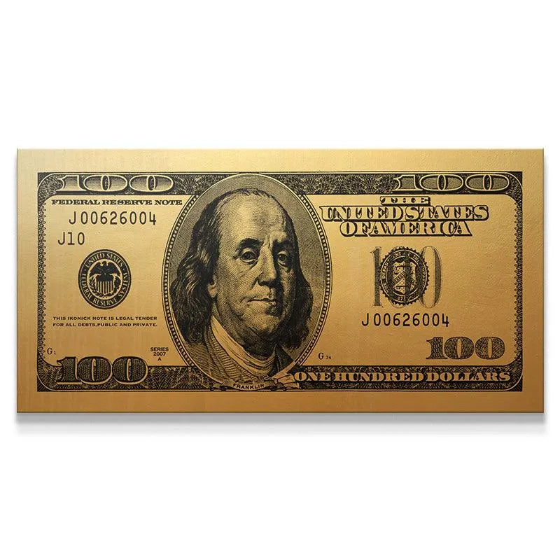 Full frontal view of the highly detailed Gold Standard (Fort Knox Edition) $100 art piece.