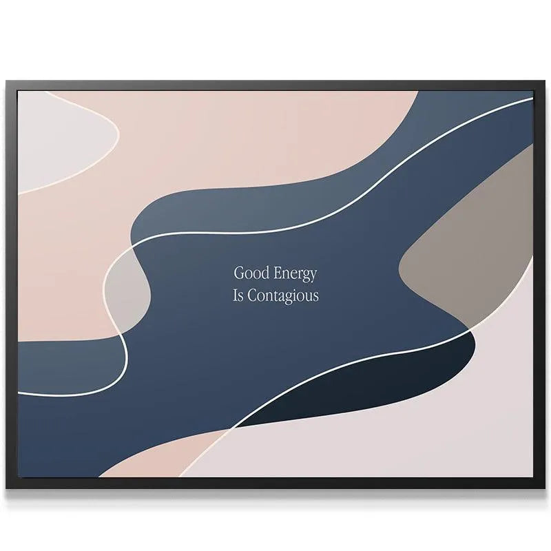 Close-up texture shot of the modern Good Energy print fabric with white flowing lines.