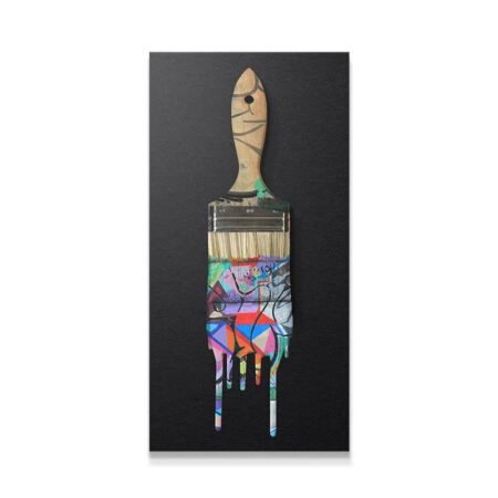 High-contrast full product view of the Graffiti Brush artwork on a deep black canvas.