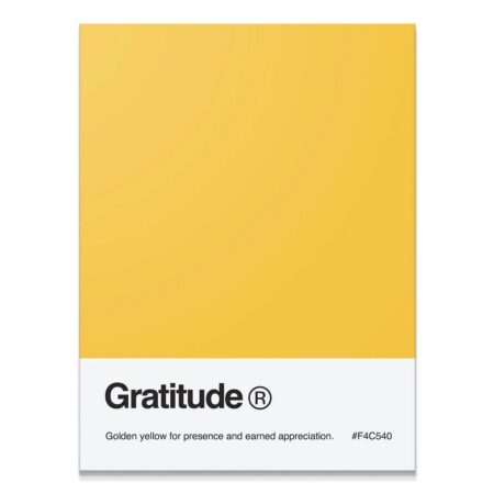 Full vertical view of the golden yellow Gratitude Palette print on a crisp white background.