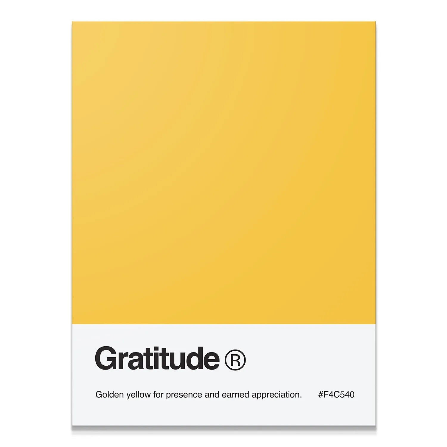 Full vertical view of the golden yellow Gratitude Palette print on a crisp white background.