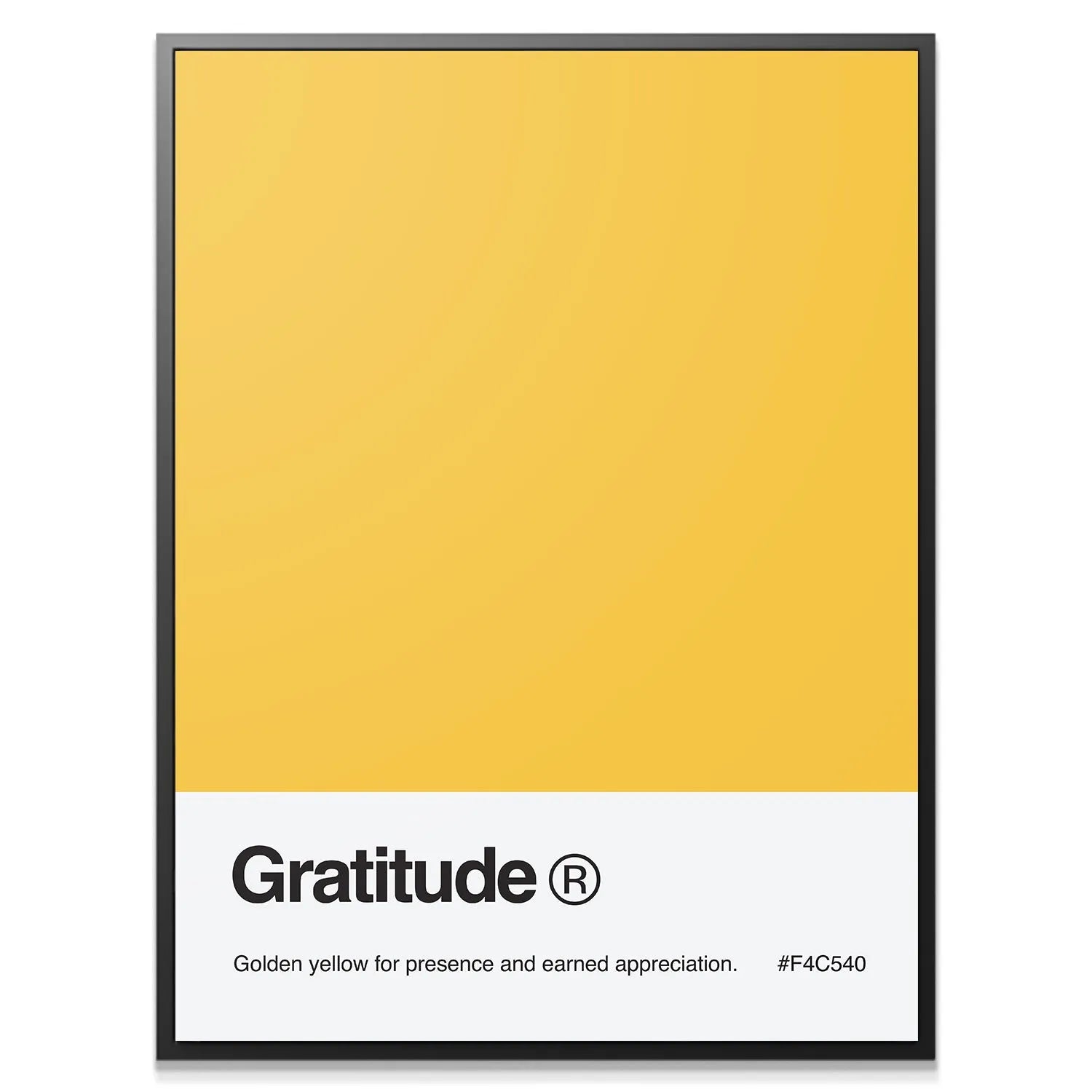 Close-up detailed crop showing the 'Gratitude' text and registered symbol on the Gratitude Palette design.