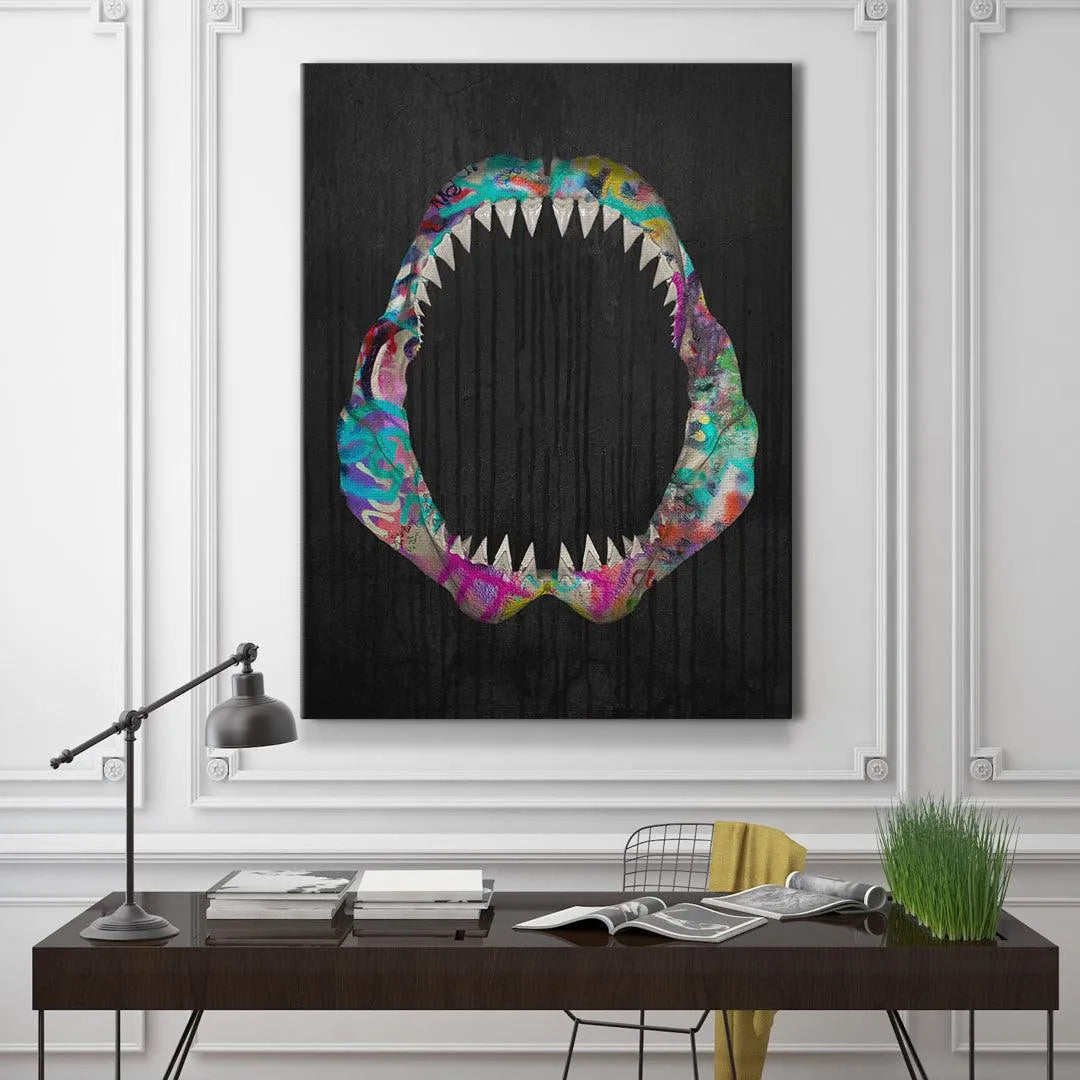 Contemporary interior lifestyle shot featuring the bold Great White Vandal wall décor.