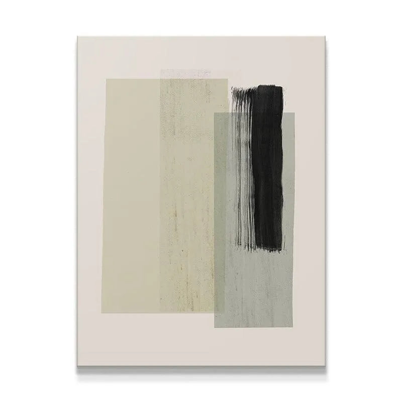 Muted Green and black abstract geometric wall art print on canvas.