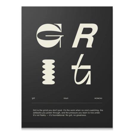 Full view of the minimal black and cream Grit Definition - Dark typographic art print.