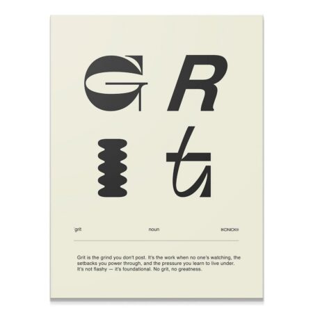 Full view of the abstract, black typography on the creamy background for Grit Definition - Light art print.