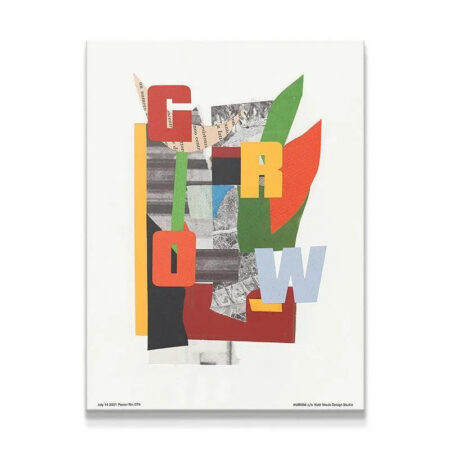 Close-up view of the layered paper texture in the 'Grow' collage artwork.