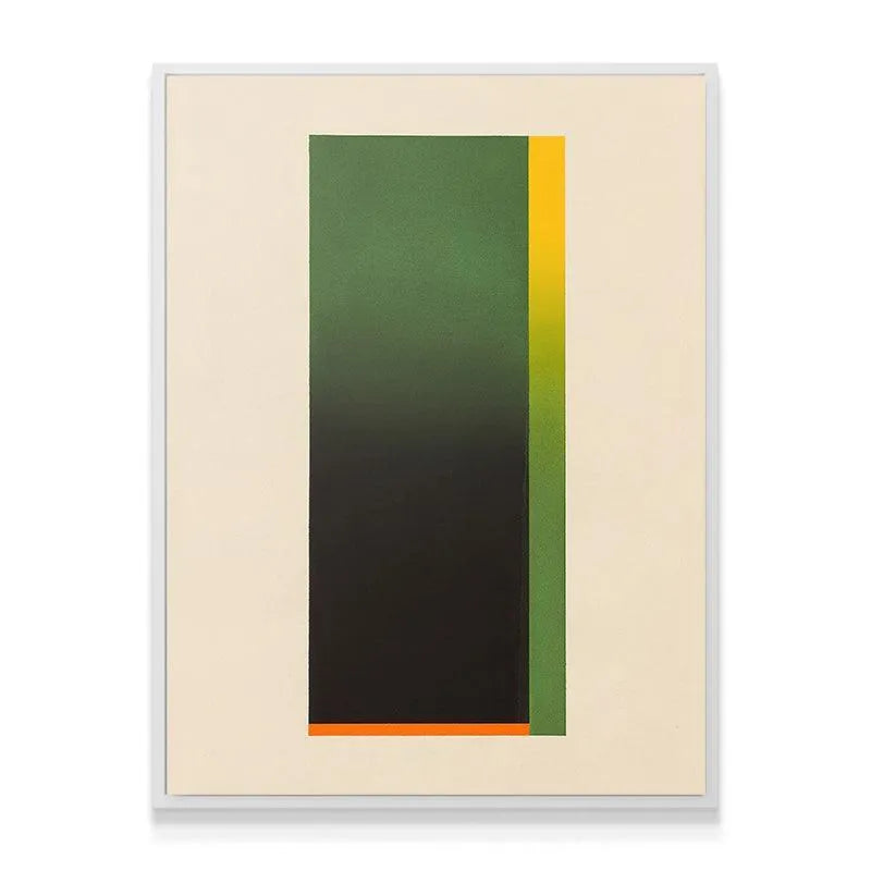 Vertical orientation of the yellow and orange accent stripes in Growth (George Stuttard).