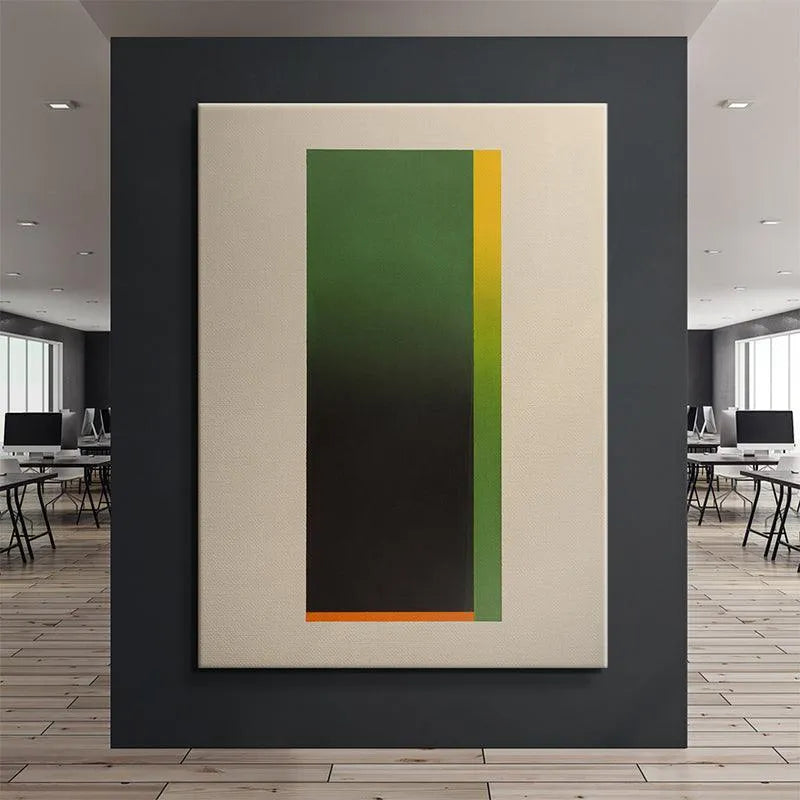 Corner view highlighting the cream border surrounding Growth (George Stuttard) on canvas.
