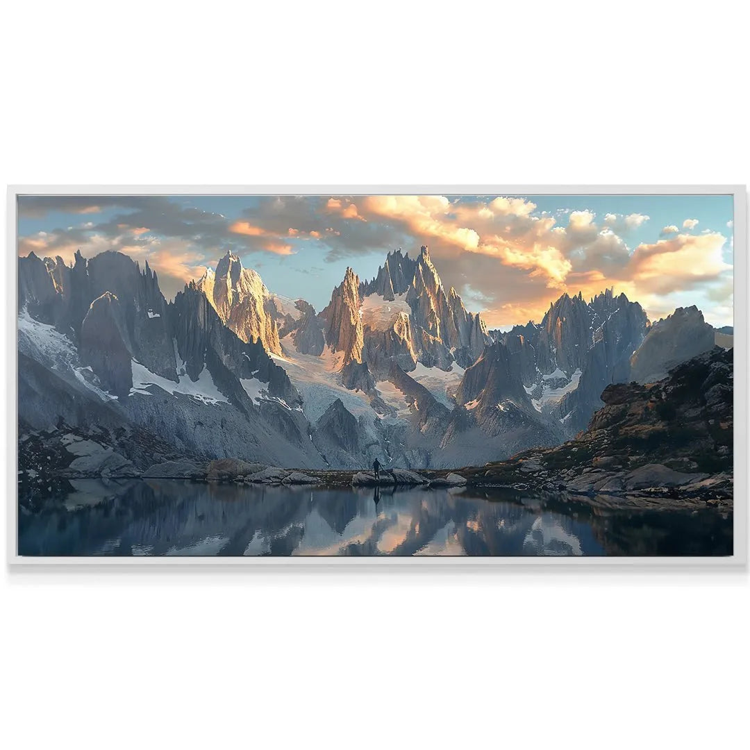 Low-angle view capturing the immense scale of the peaks against the sky, Growth (No Quote).